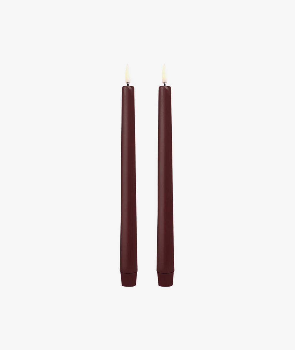 LED taper candle, Wine red, 2-pack 2,3x25cm