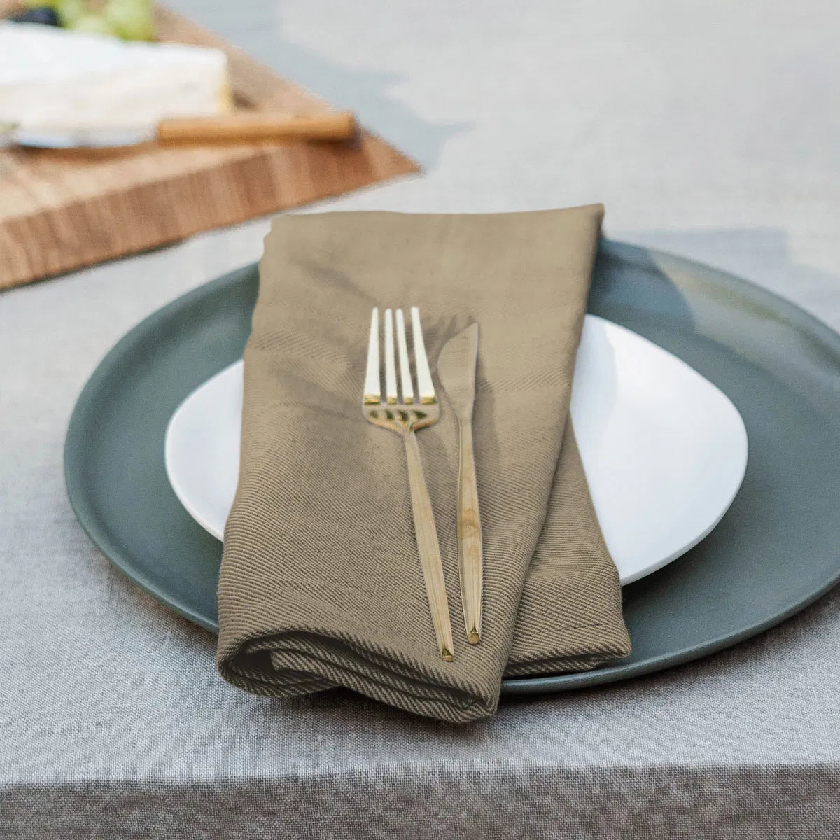 Tygservett i twill, 2-pack taupe