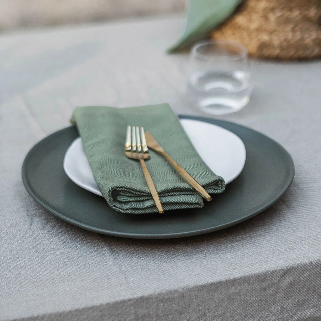 Tygservett, 2-pack grön twill