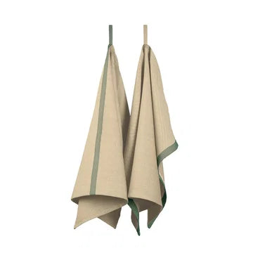 EKTA LIVING - Kökshandduk Taupe/Green 2-pack