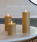 MM LED pillar candle, Rock, Melted, Honey Mustard 74x100mm