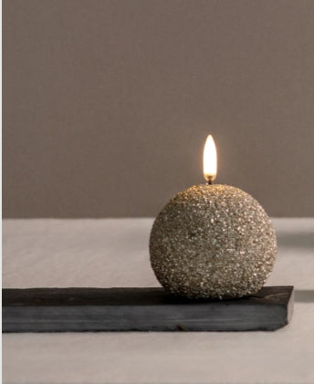 LED round candle, Champagne Glitter 7x7cm