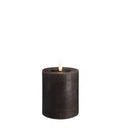 MM LED pillar candle, Rock, Melted, Charcoal 74x100mm