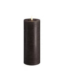 MM LED pillar candle, Rock, Melted, Charcoal 74x200mm