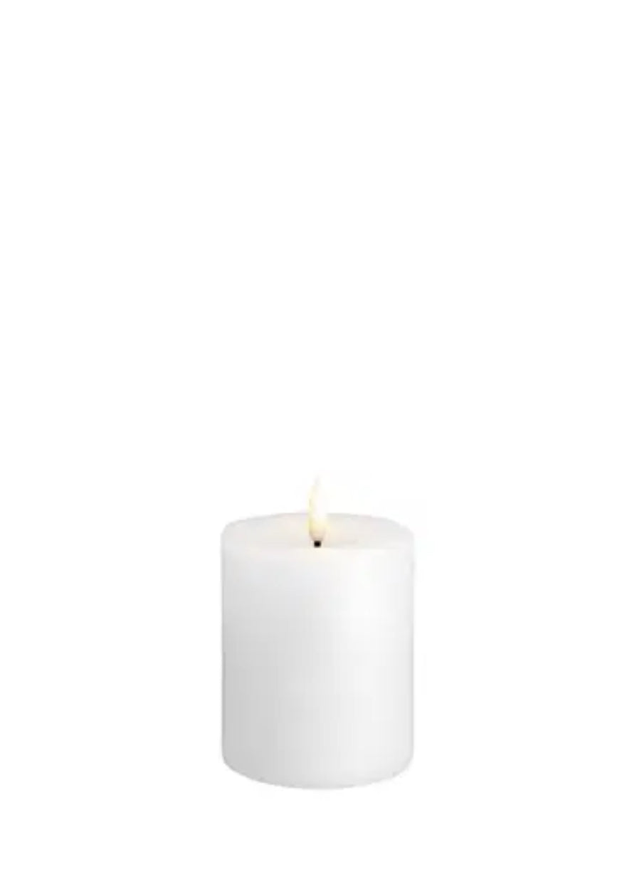 MM LED pillar candle, Rock Melted, Classic white 74x100mm