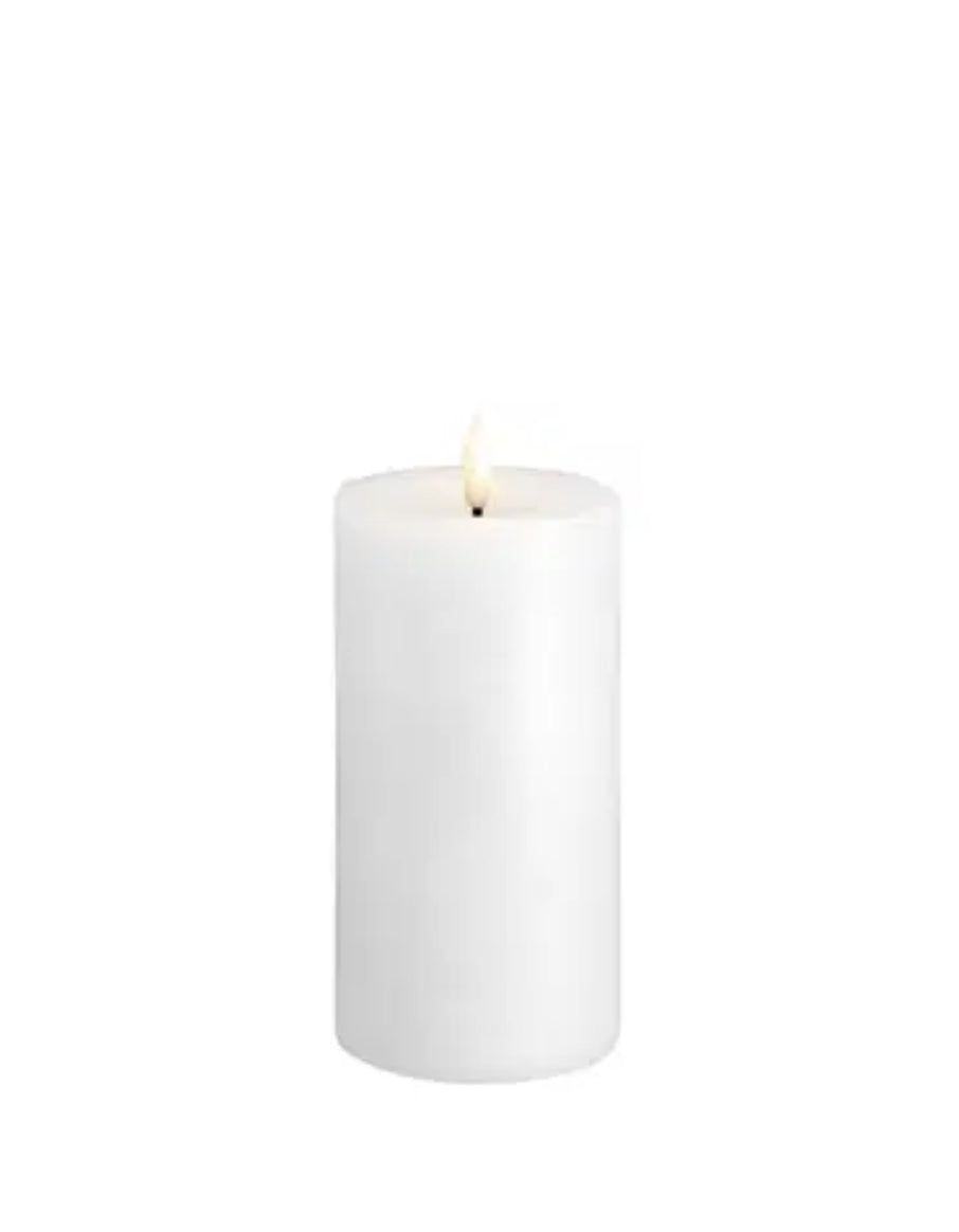 MM LED pillar candle, Rock, Melted, Classic white, 74x150mm