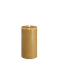 MM LED pillar candle, Rock, Melted, Honey Mustard 74x150mm