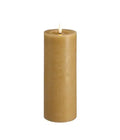 MM LED pillar candle, Rock, Melted, Honey Mustard 74x200mm