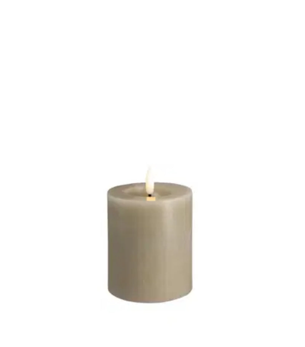 MM LED pillar candle, Rock, Melted, Kit Grey 74x100mm