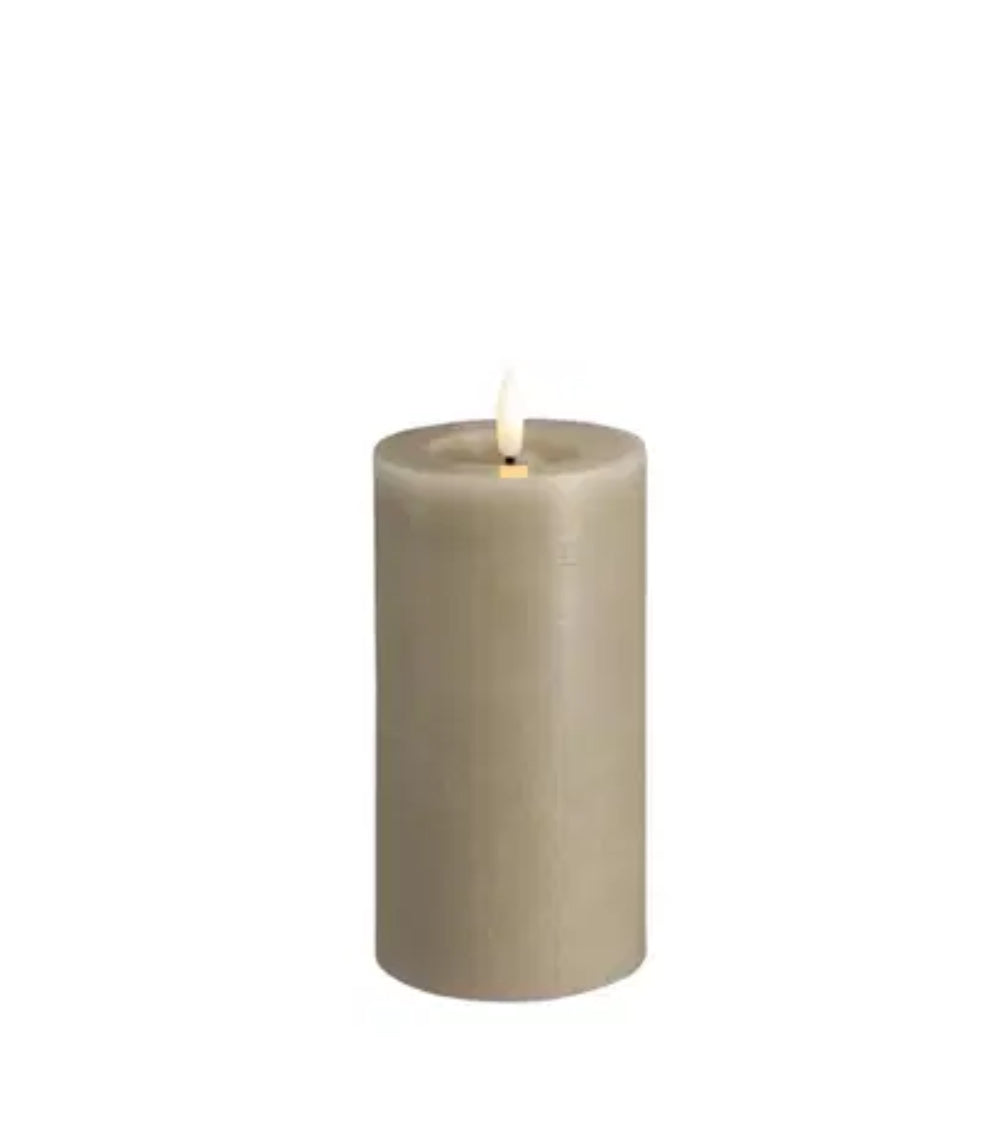 MM LED pillar candle, Rock, Melted, Kit Grey 74x150mm