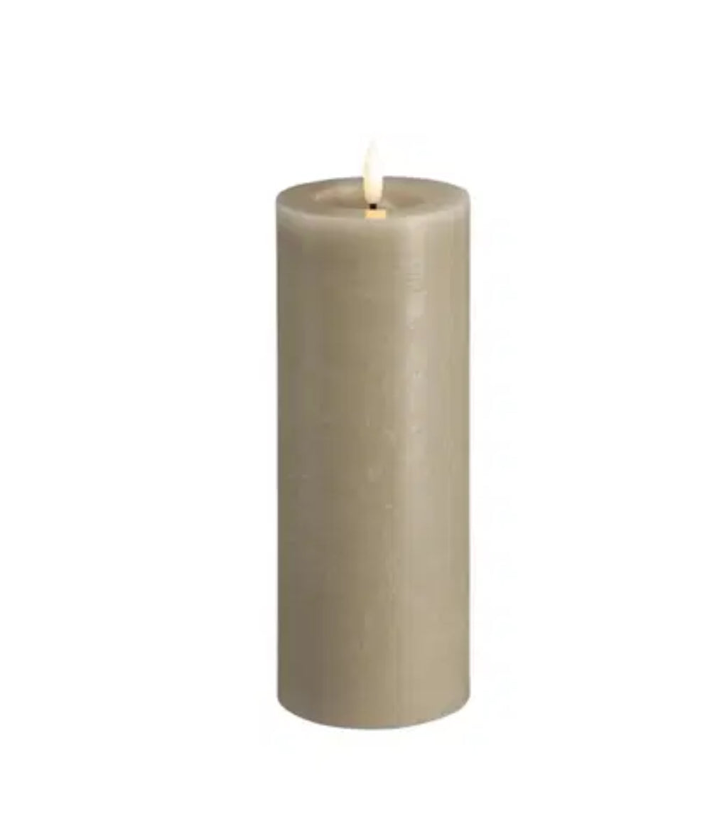 MM LED pillar candle, Rock, Melted, Kit Grey 74x200mm