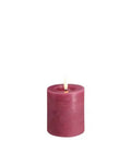 MM LED pillar candle, Rock, Melted, Vintage Rose 74x100mm