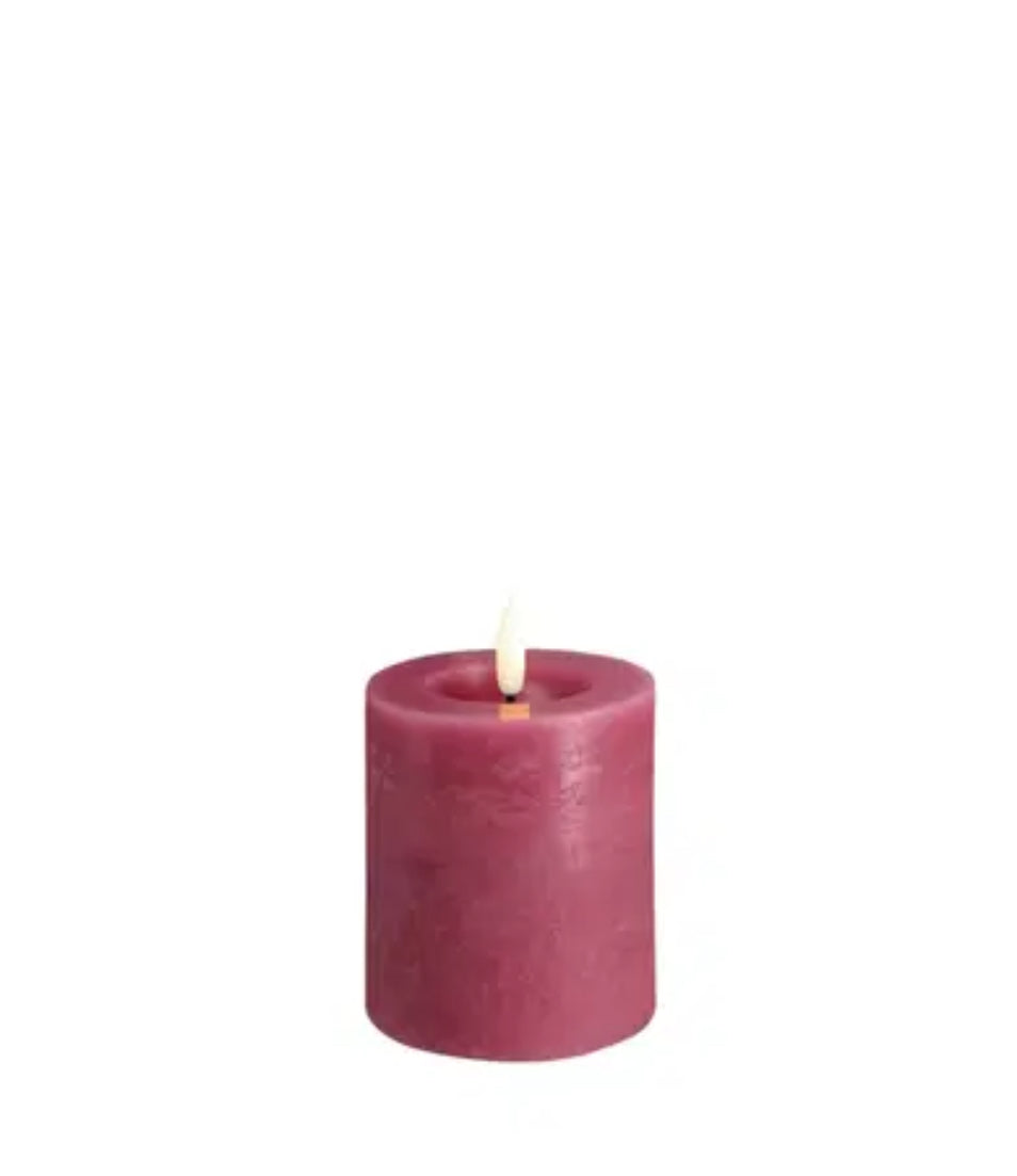 MM LED pillar candle, Rock, Melted, Vintage Rose 74x100mm