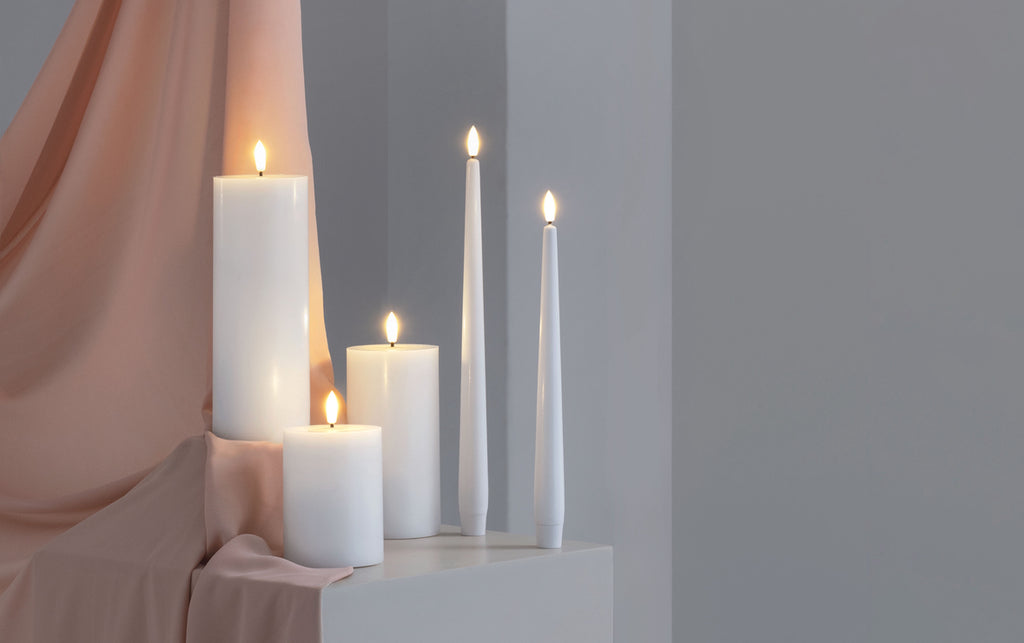 Moods & More LED Taper candle, 2-pack classic white 25cm