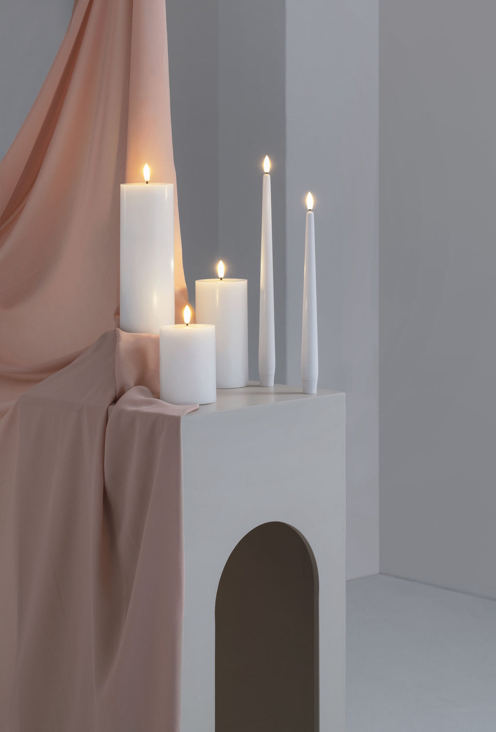 Moods & More LED Taper Candle, Classic White 2-pack, 30 cm