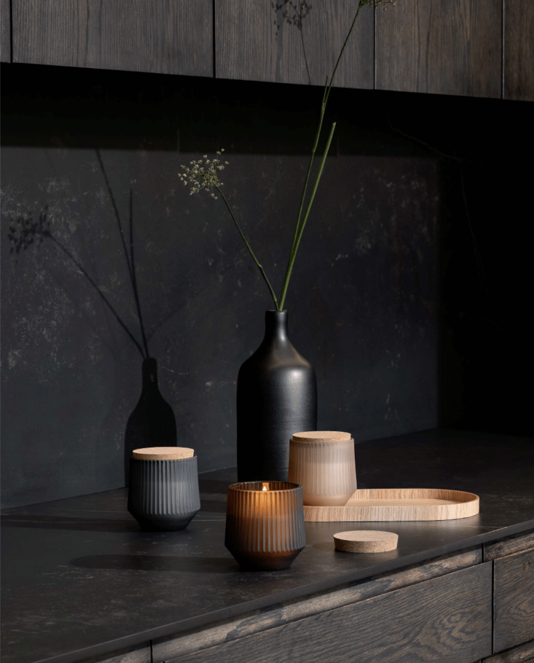 LED Scented Wax glass candle, Awaken, Brown 8,5x9,5cm