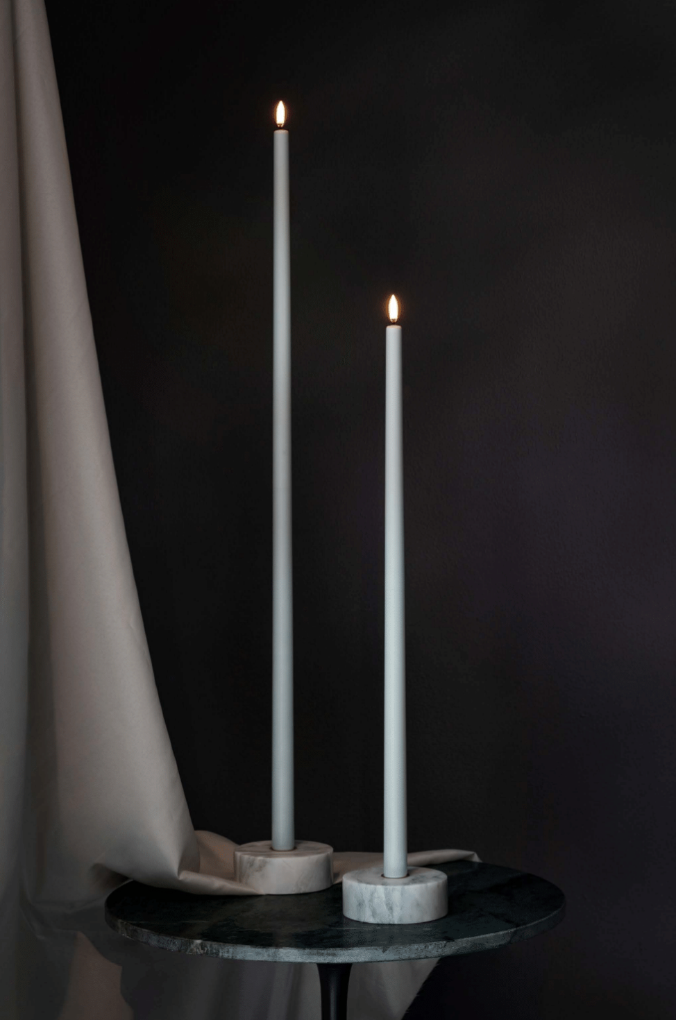 LED tall taper candle, Dusty Green 2,3x75cm