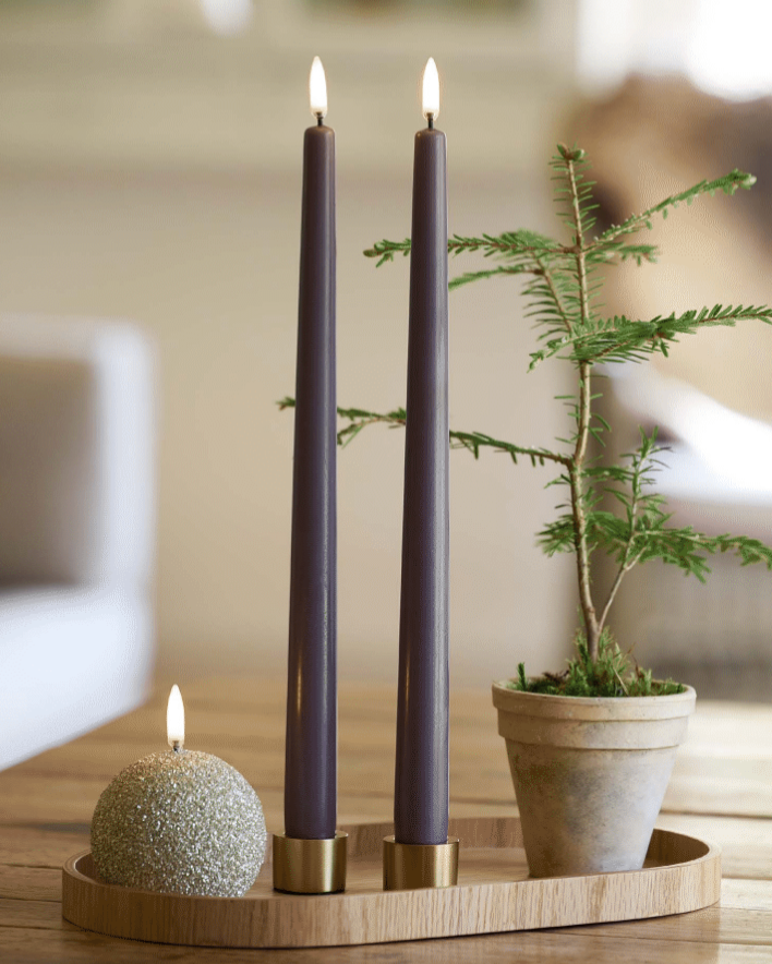 LED round candle, Champagne Glitter 7x7cm