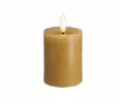 MM LED pillar candle, Rock, Melted, Honey Mustard 74x100mm