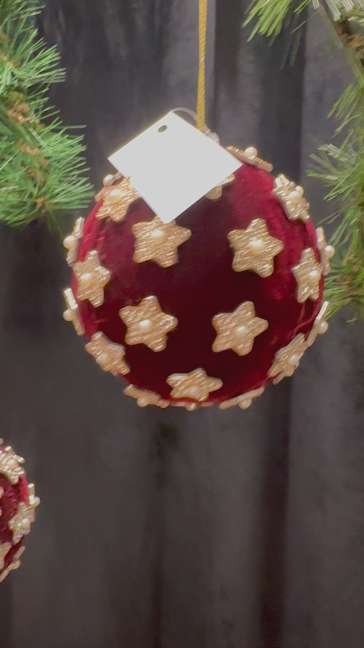 Ball Ornament "stars" 10 cm Burgundy/Guld
